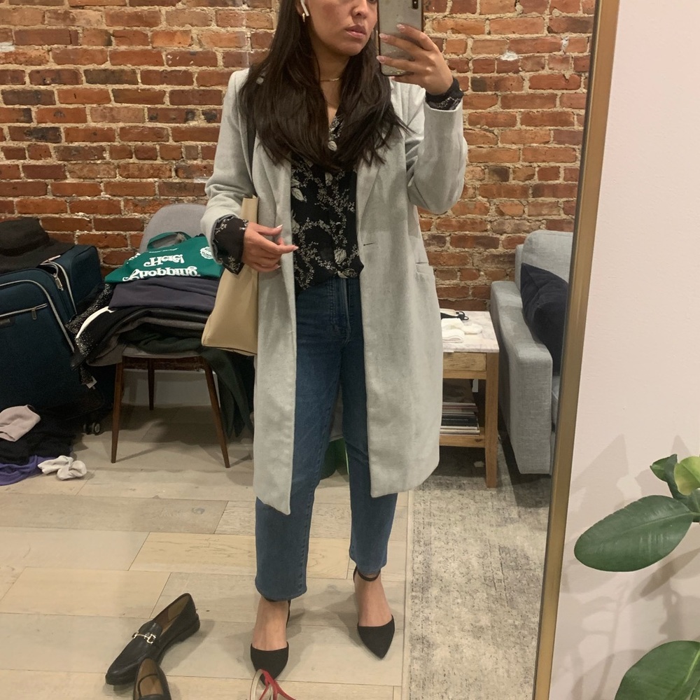 Longline One Button Gray Coat